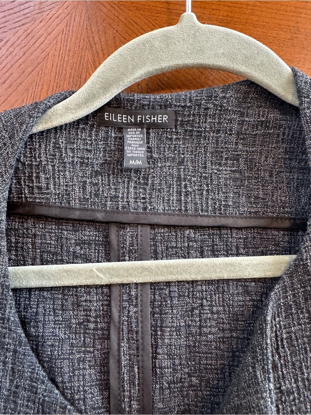 EILEEN FISHER Charcoal Black Open-Front Textured Jacket